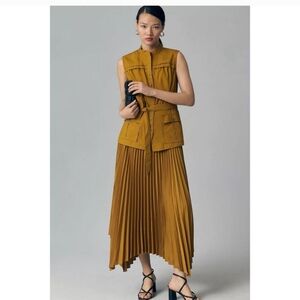 Anthropologie Pleated Sleeveless Midi Dress Size Medium